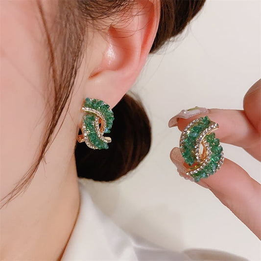 🎄Christmas Promotion-49% OFF💕Fashion Cross Green Crystal Earrings