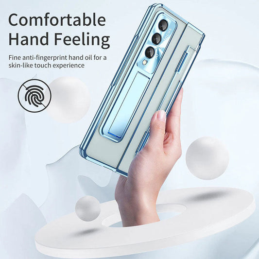 Armor Phantom Aluminum Alloy Transparent Frosted Stand Hinge Phone Case For Samsung Galaxy Z Fold3 Fold4 5G With Screen Protectro🔥Buy 2 Free Shipping🔥