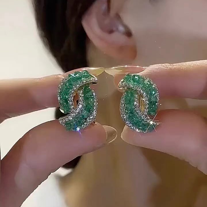 🎄Christmas Promotion-49% OFF💕Fashion Cross Green Crystal Earrings