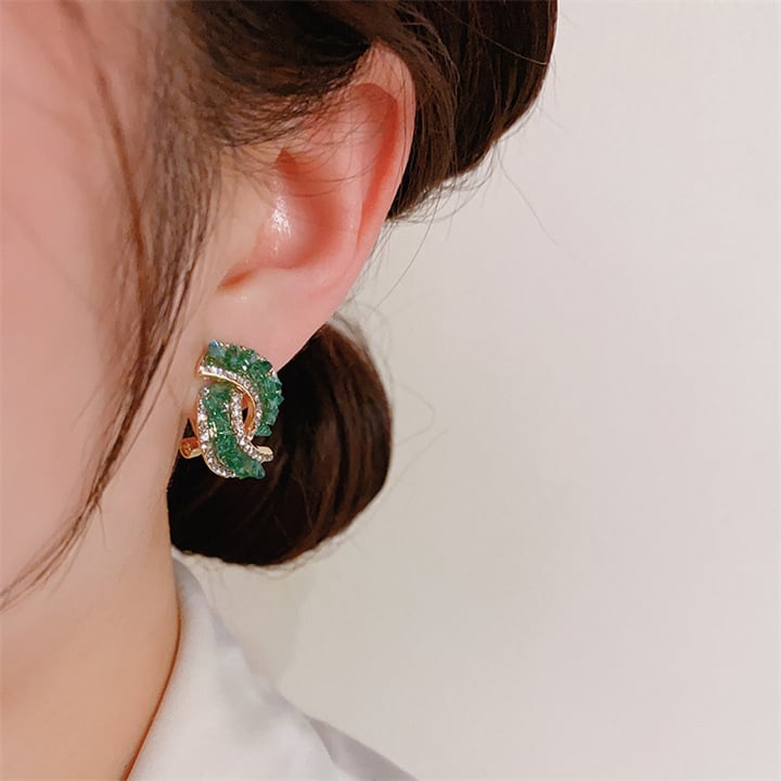 🎄Christmas Promotion-49% OFF💕Fashion Cross Green Crystal Earrings